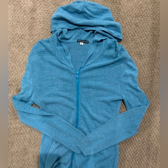 Anthropologie Tops - ANTHROPOLOGY BLUE HOODED ZIP SIZE SMALL